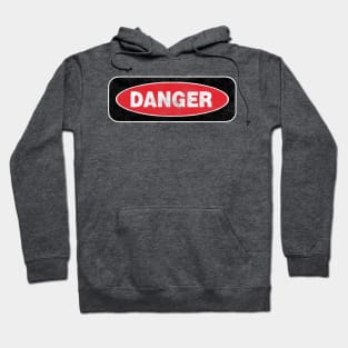 Danger - red, black & white on grey Hoodie